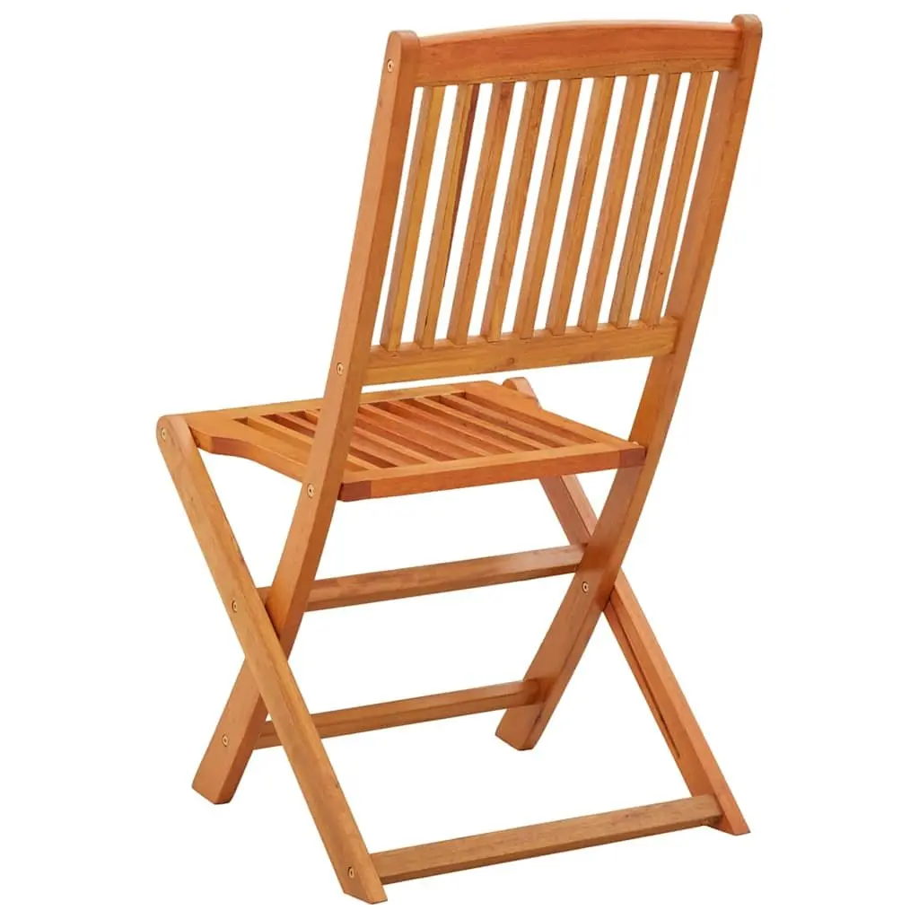 Folding Dining Chairs Set Brown Eucalyptus Wood Outdoor Garden Furniture 4 Piece