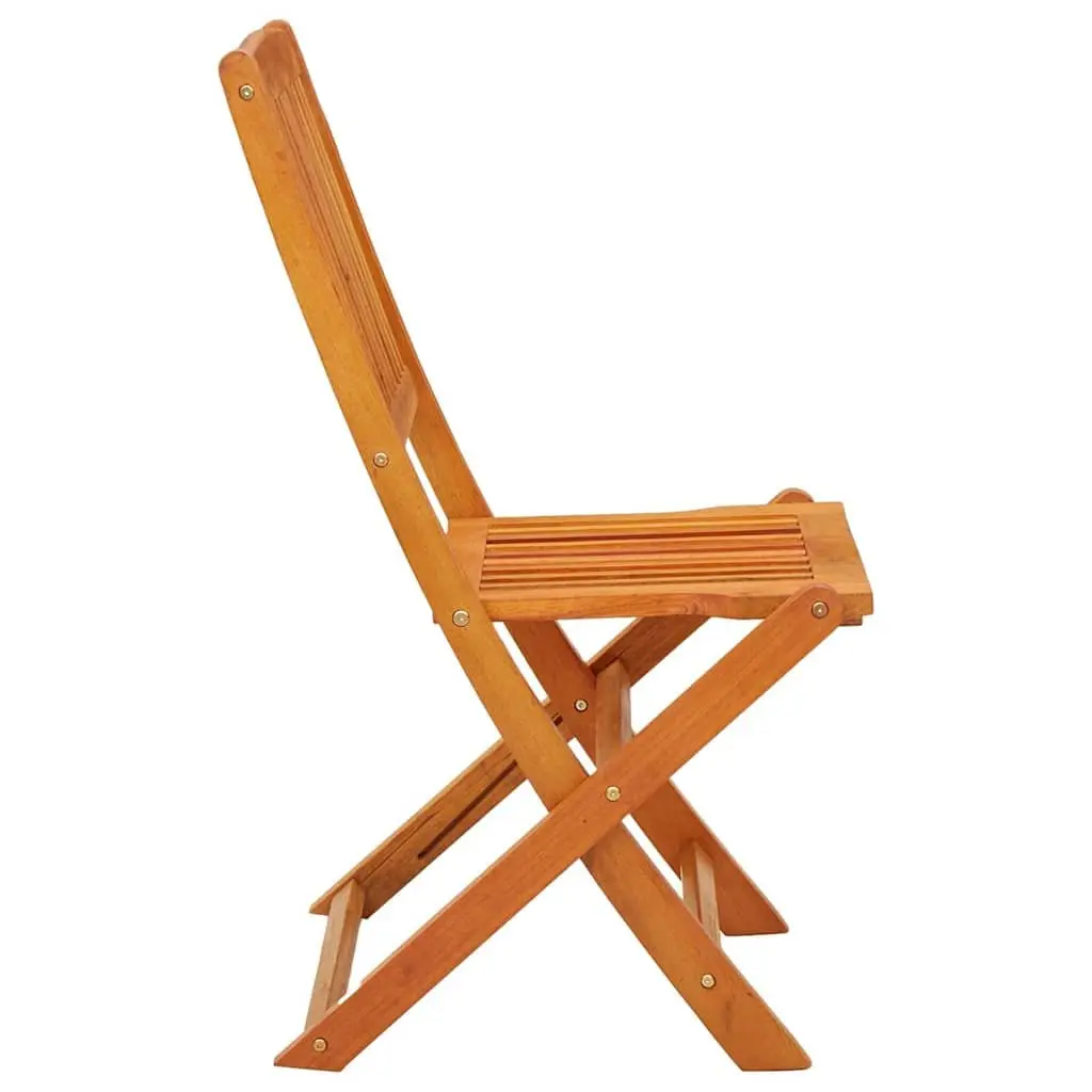 Folding Dining Chairs Set Brown Eucalyptus Wood Outdoor Garden Furniture 4 Piece