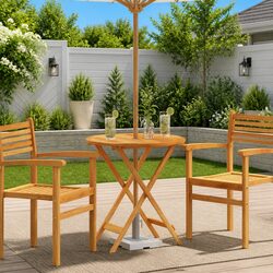 Folding Outdoor Dining Table - 60cm Eucalyptus Wood