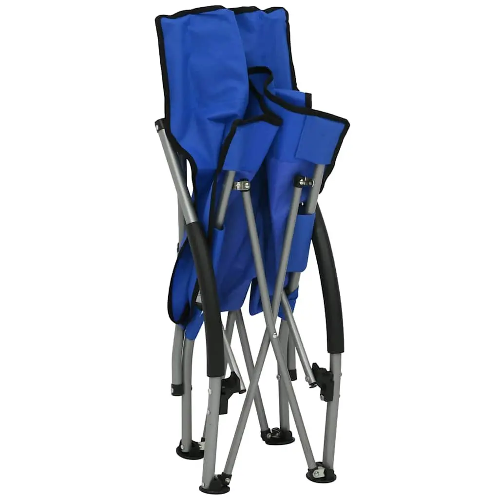Folding Beach Chairs Blue 2 Piece Portable Outdoor Seating Steel Frame Oxford Fabric