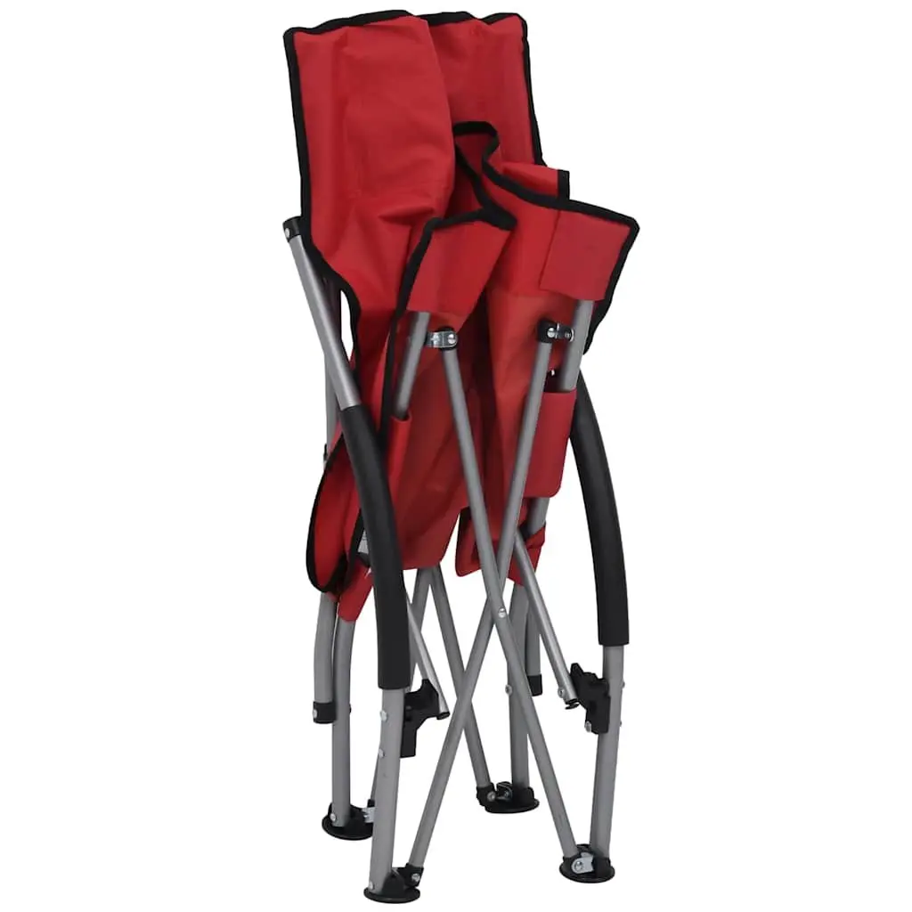 Folding Beach Chairs Red 2 Pieces Oxford Fabric Outdoor Camping Seating