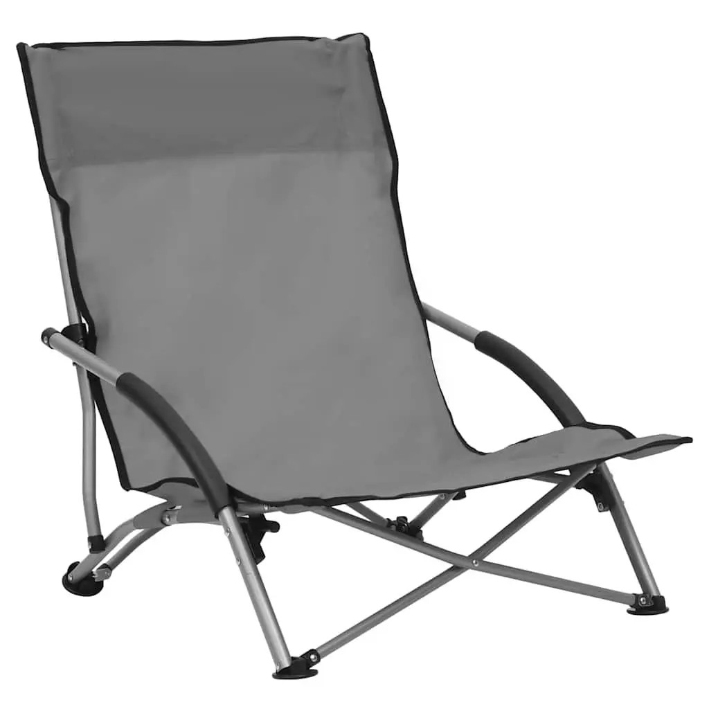 Grey Folding Beach Chairs Set of 2 for Easy Use
