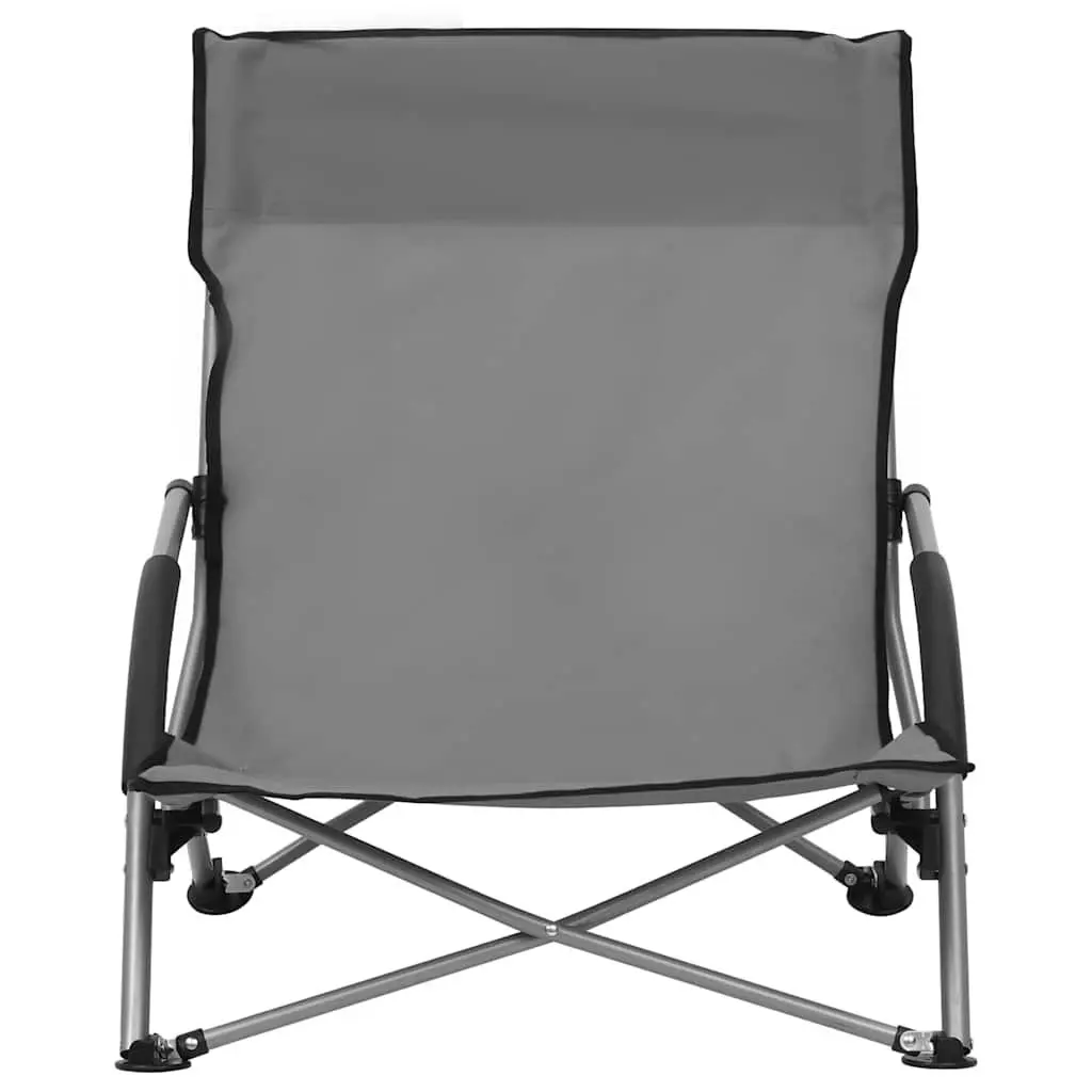 Grey Folding Beach Chairs Set of 2 for Easy Use