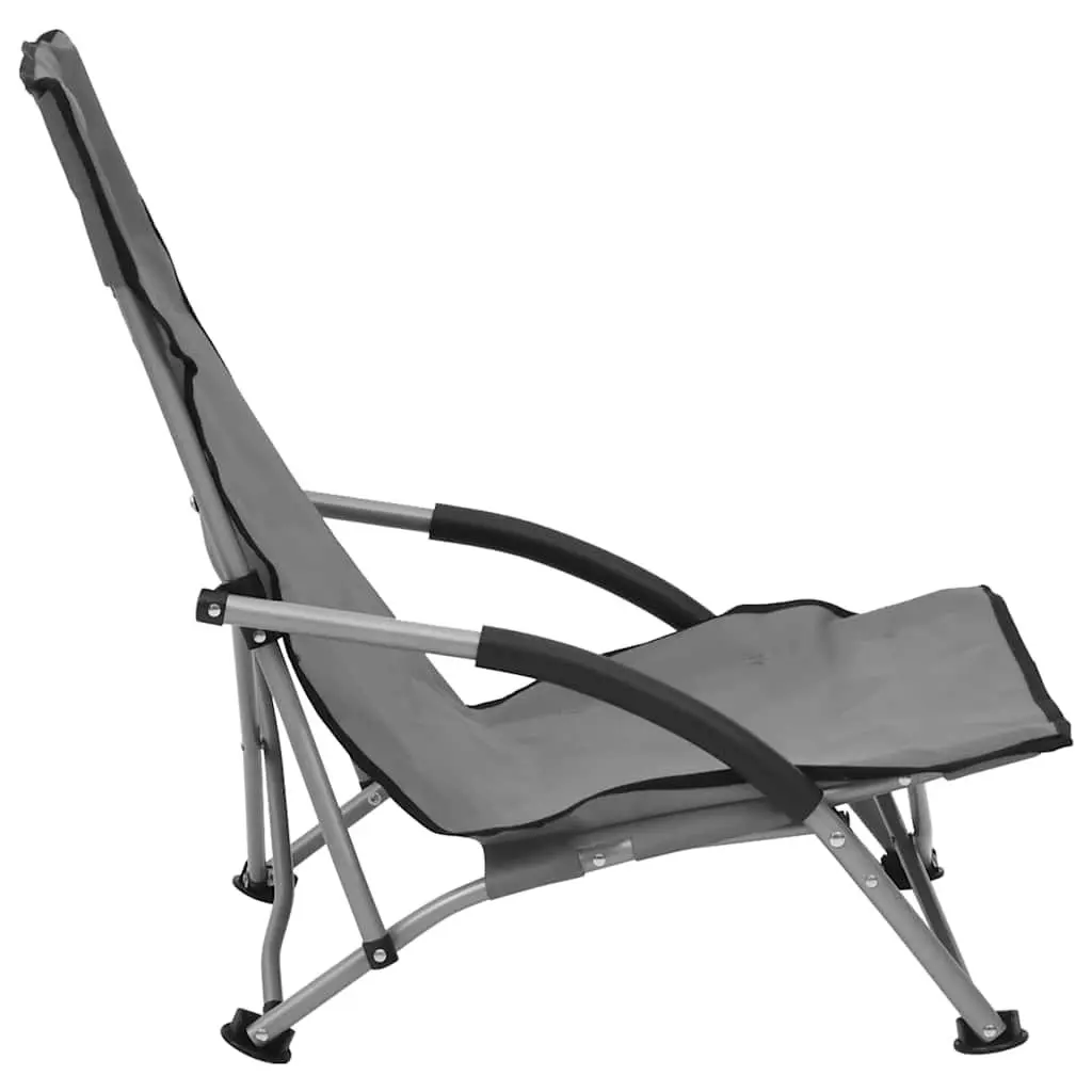 Grey Folding Beach Chairs Set of 2 for Easy Use