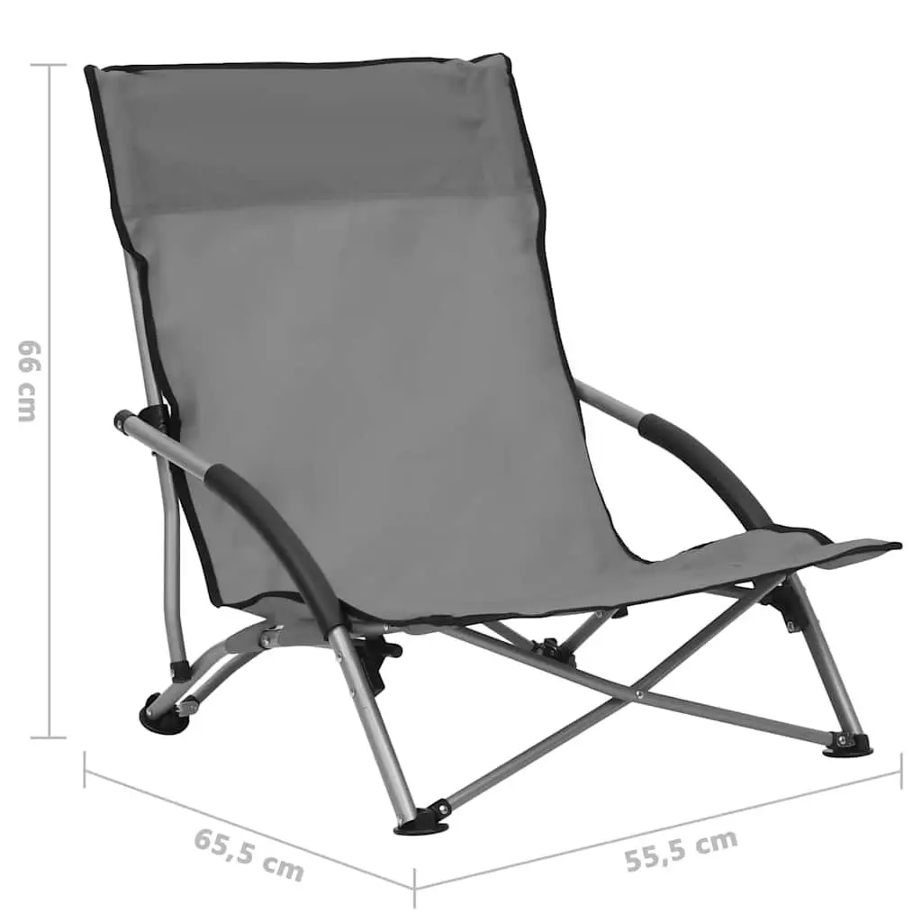 Grey Folding Beach Chairs Set of 2 for Easy Use