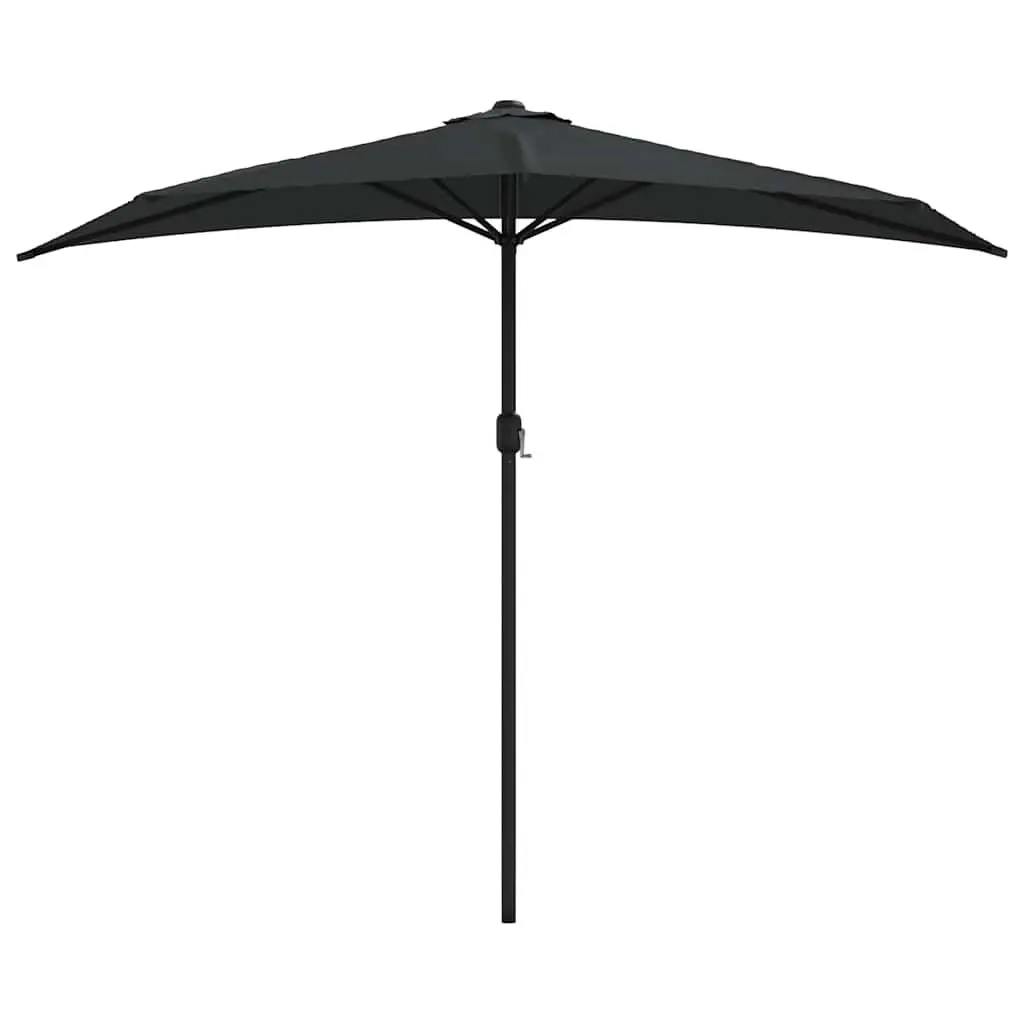 Half Round Parasol Black UV Protective Polyester Crank Mechanism 270 x 144 x 222 cm