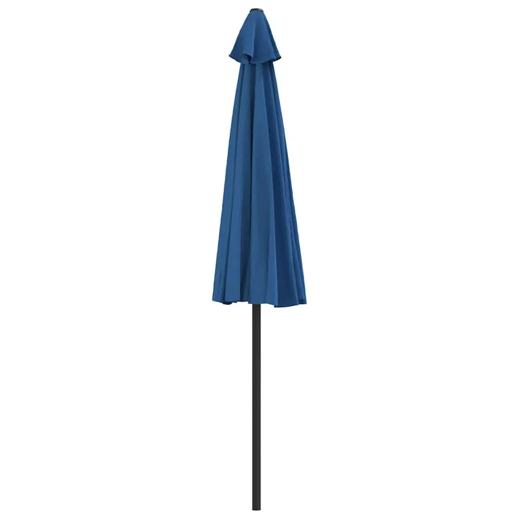 Half Round Parasol Blue UV Protective Polyester Crank Outdoor Shade Umbrella
