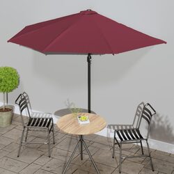 Compact Red Half-Round Parasol with Easy Crank Operation