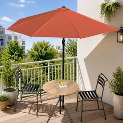Half Round Balcony Parasol Outdoor Shade Canopy UV Protection Crank Opening