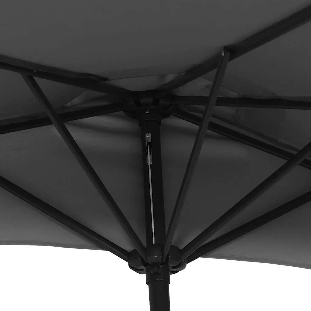 Half Round Parasol Black 300L x 155W x 223H cm UV Protective Polyester Cover Aluminium Pole Crank Mechanism