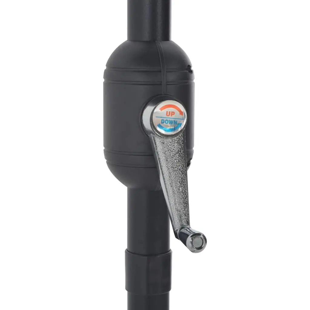 Half Round Parasol Black 300L x 155W x 223H cm UV Protective Polyester Cover Aluminium Pole Crank Mechanism