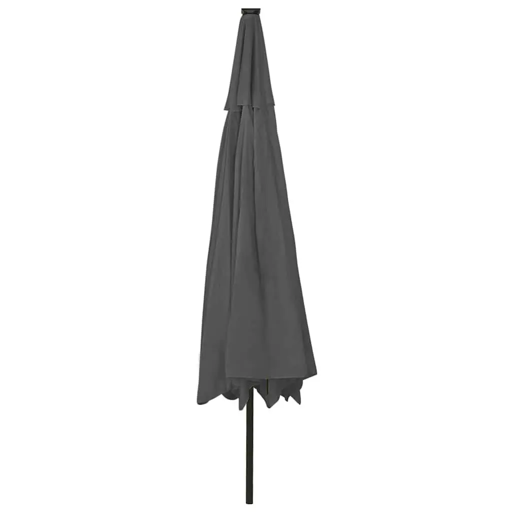 Garden Parasol Anthracite 400cm LED Lights Outdoor Umbrella Shade Crank Mechanism