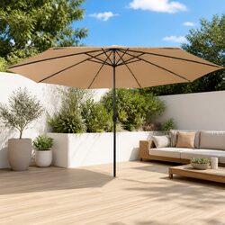 Garden Parasol LED Lights 400cm Outdoor Sunshade Patio Umbrella Taupe