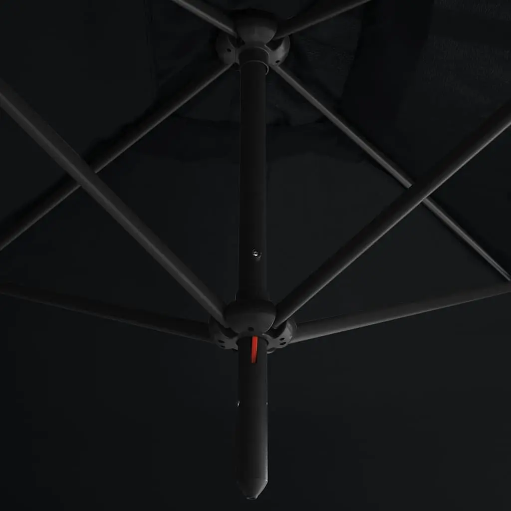 Double Garden Parasol Outdoor Sunshade Patio Umbrella Steel Pole Black 600x300cm