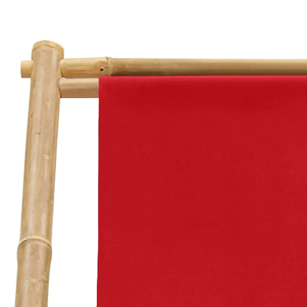 4-Position Red Bamboo Deck Chair