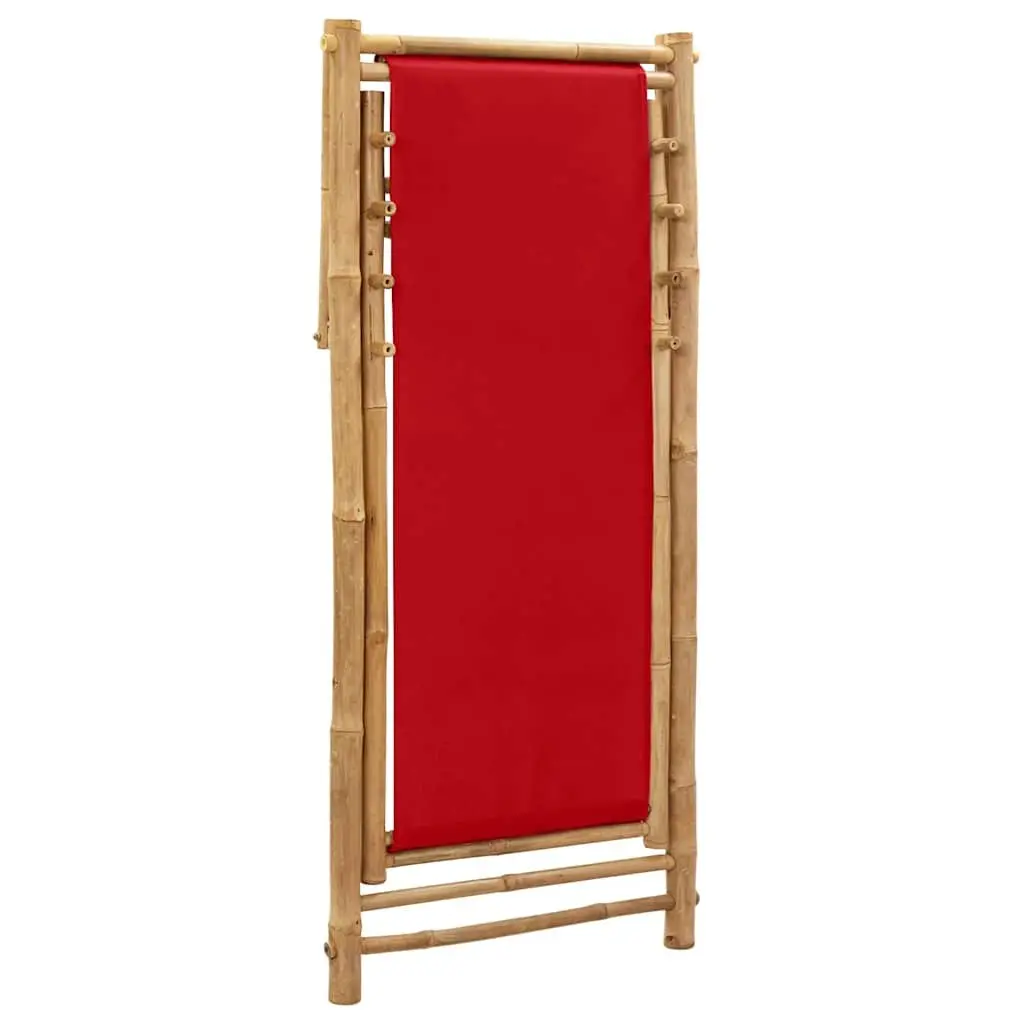 4-Position Red Bamboo Deck Chair