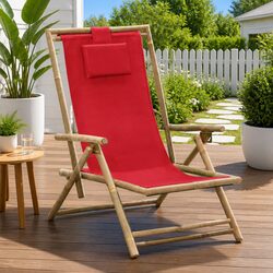 Compact and Adjustable Red Outdoor Folding Recliner