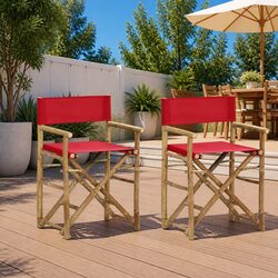 Compact Red Bamboo Folding Chairs for Outdoor Relaxation