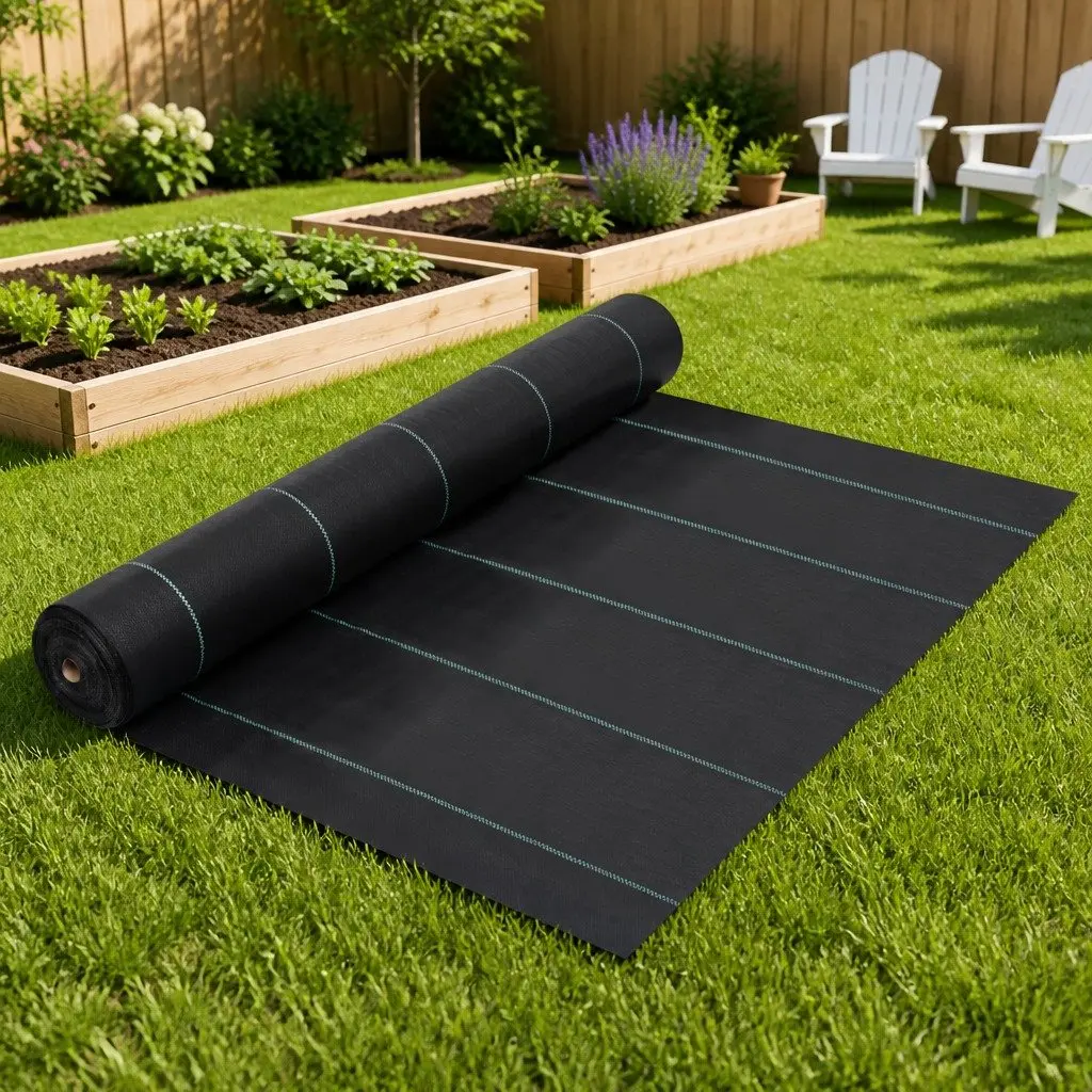 Weed Control Mat Black 2x5 m Water Permeable UV Stabilized Customizable Ground Cover