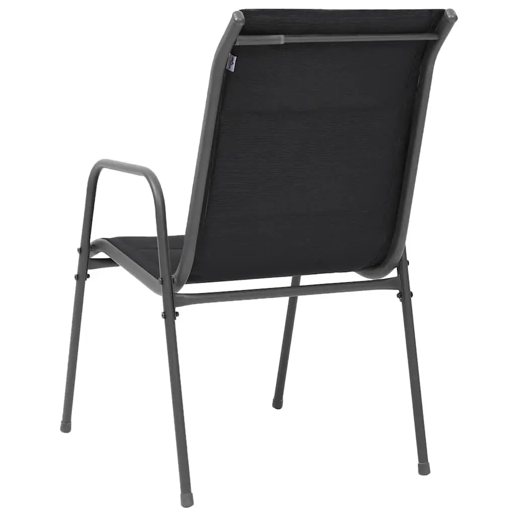 Stackable Outdoor Chairs Black 2 Piece Powder-Coated Steel Textilene Weather-Resistant Garden Patio Seating Set