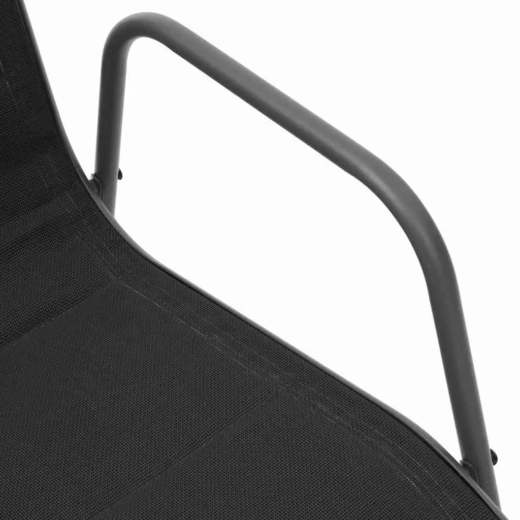 Stackable Outdoor Chairs Black 2 Piece Powder-Coated Steel Textilene Weather-Resistant Garden Patio Seating Set