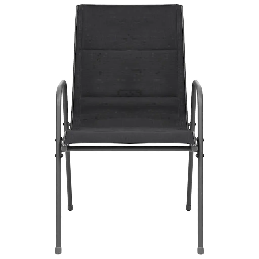 Stackable Outdoor Chairs Black 4 Piece Steel Frame Weather Resistant Textilene Fabric