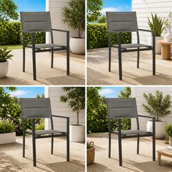 4 Stackable Steel Frame Garden Chairs in Grey