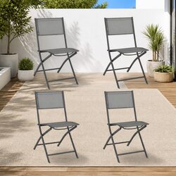 Folding Outdoor Chair Set in Steel & Textilene