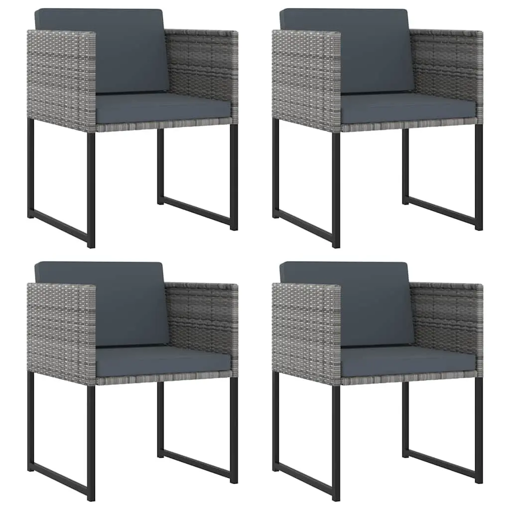 Garden Dining Set 9 Piece Outdoor Furniture PE Rattan Tempered Glass Grey