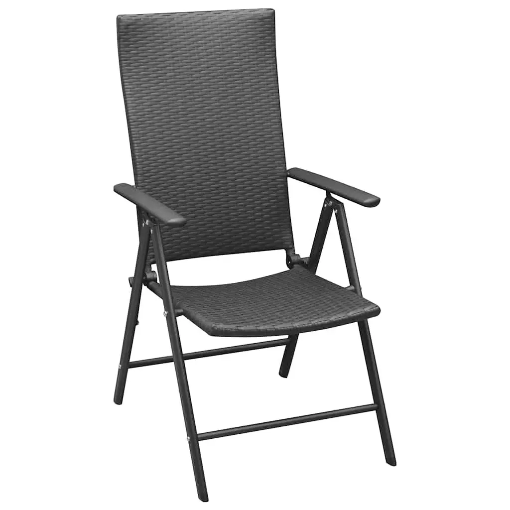 Outdoor Garden Chairs 4 Piece Set Reclining Folding Patio Seating Black