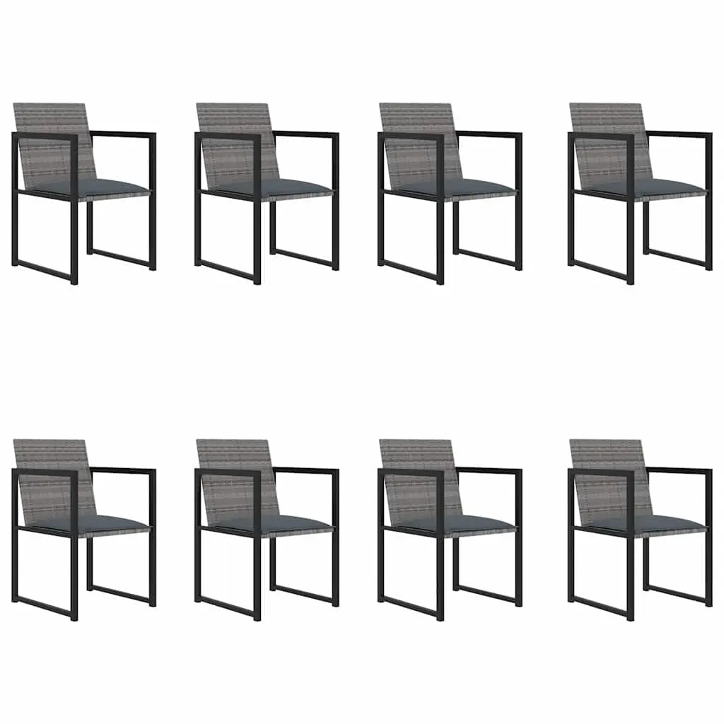 Outdoor Dining Set 9 Piece Patio Garden Furniture with Cushions Grey Rattan