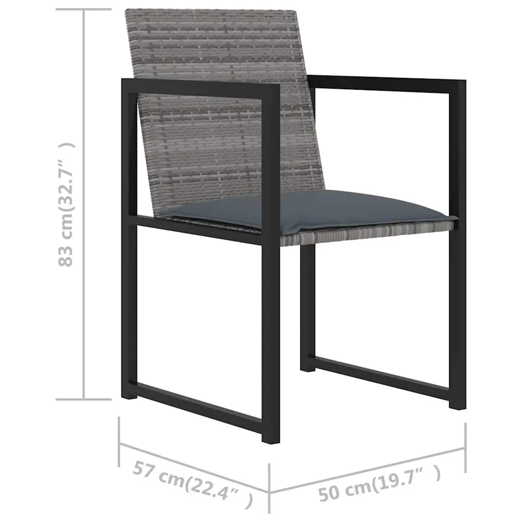 Outdoor Dining Set 9 Piece Patio Garden Furniture with Cushions Grey Rattan