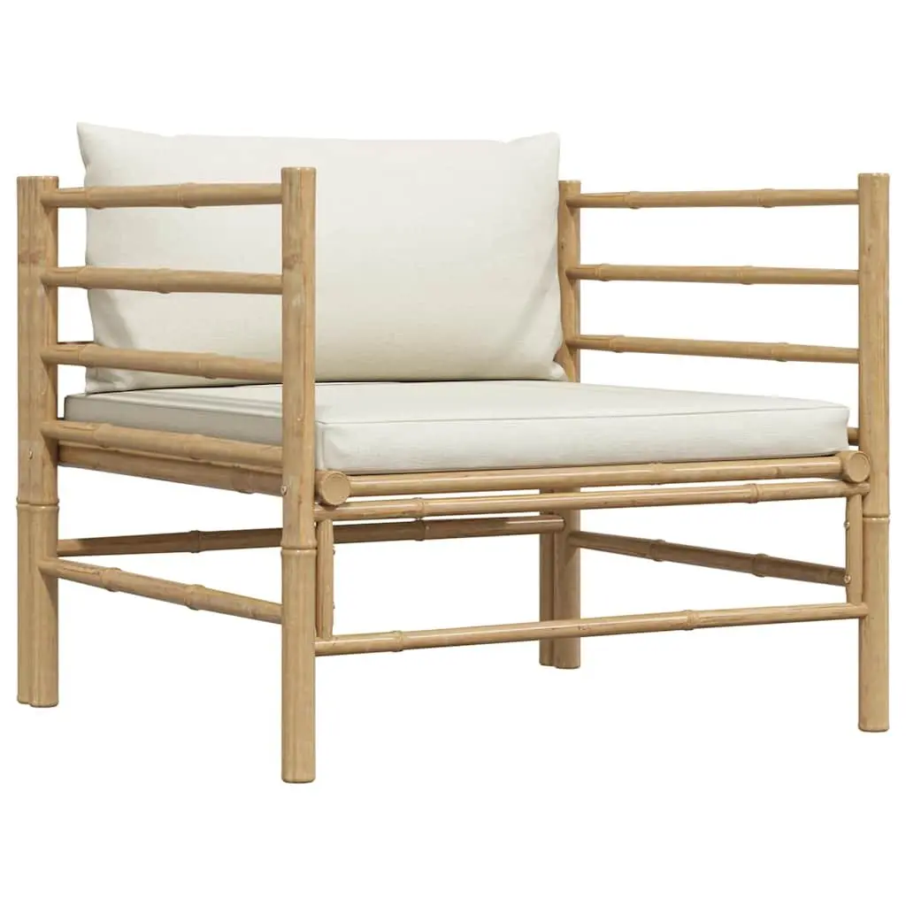 Garden Sofa Cream White Cushions Modular Bamboo Outdoor Patio Lounge Seat