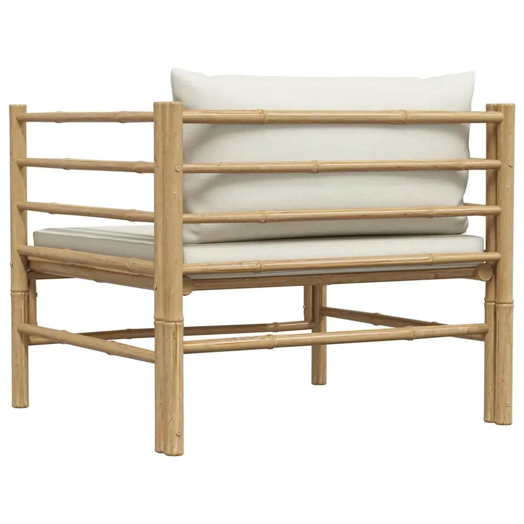 Garden Sofa Cream White Cushions Modular Bamboo Outdoor Patio Lounge Seat