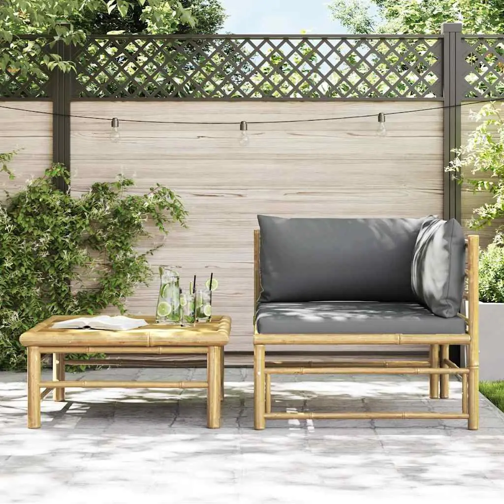 2 Piece Outdoor Sectional Lounge Set with Cushions Modular Garden Seating