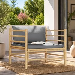 Garden Sofa with Dark Grey Cushions Modular Outdoor Lounge Seating Patio Set