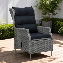 Reclining Garden Chair Outdoor Seating PE Rattan Cushions Adjustable Backrest
