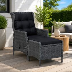 Reclining Garden Chair with Footstool Adjustable Backrest Outdoor Lounger