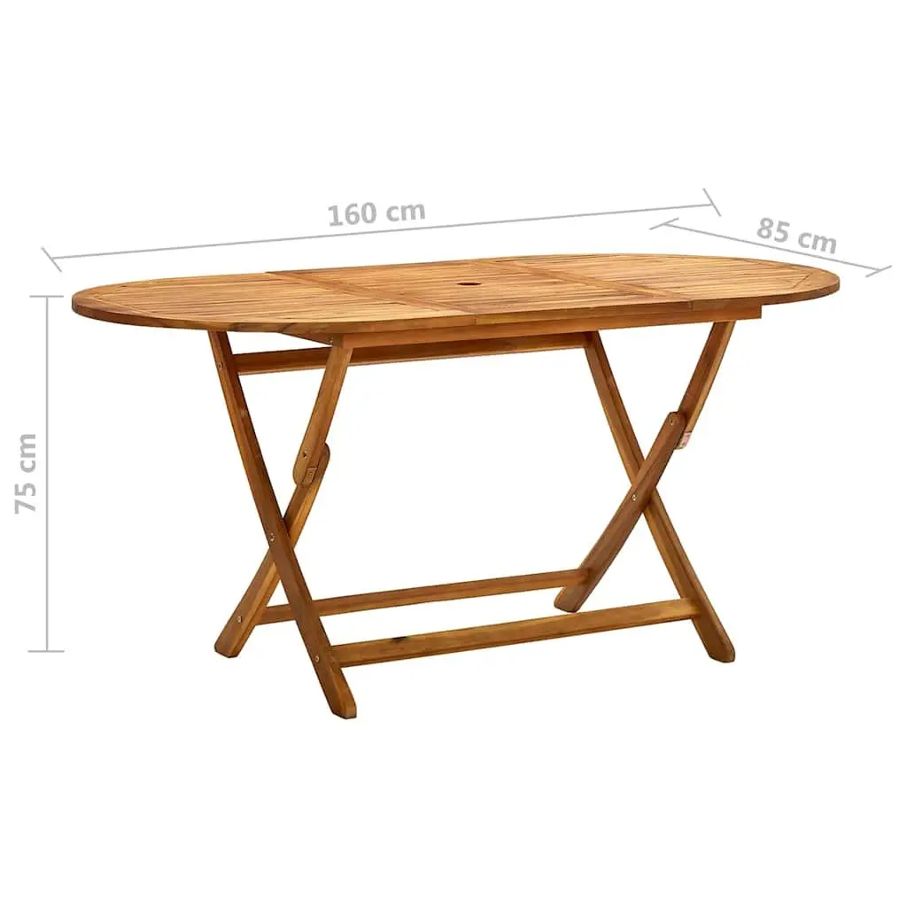 Folding Garden Dining Table 160x85x75cm Outdoor Patio Furniture Brown