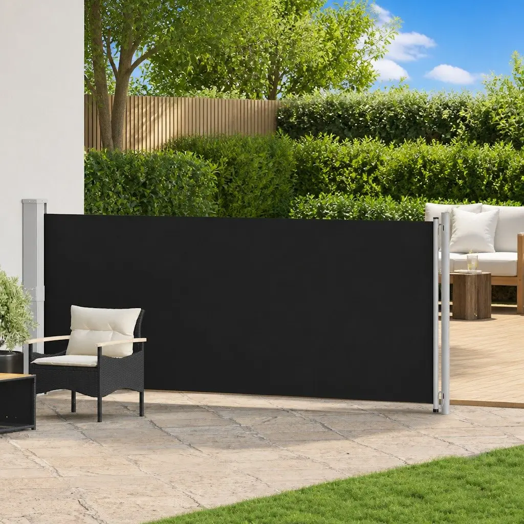Retractable Side Awning Black 140x600cm UV Resistant Water Resistant Tear Resistant