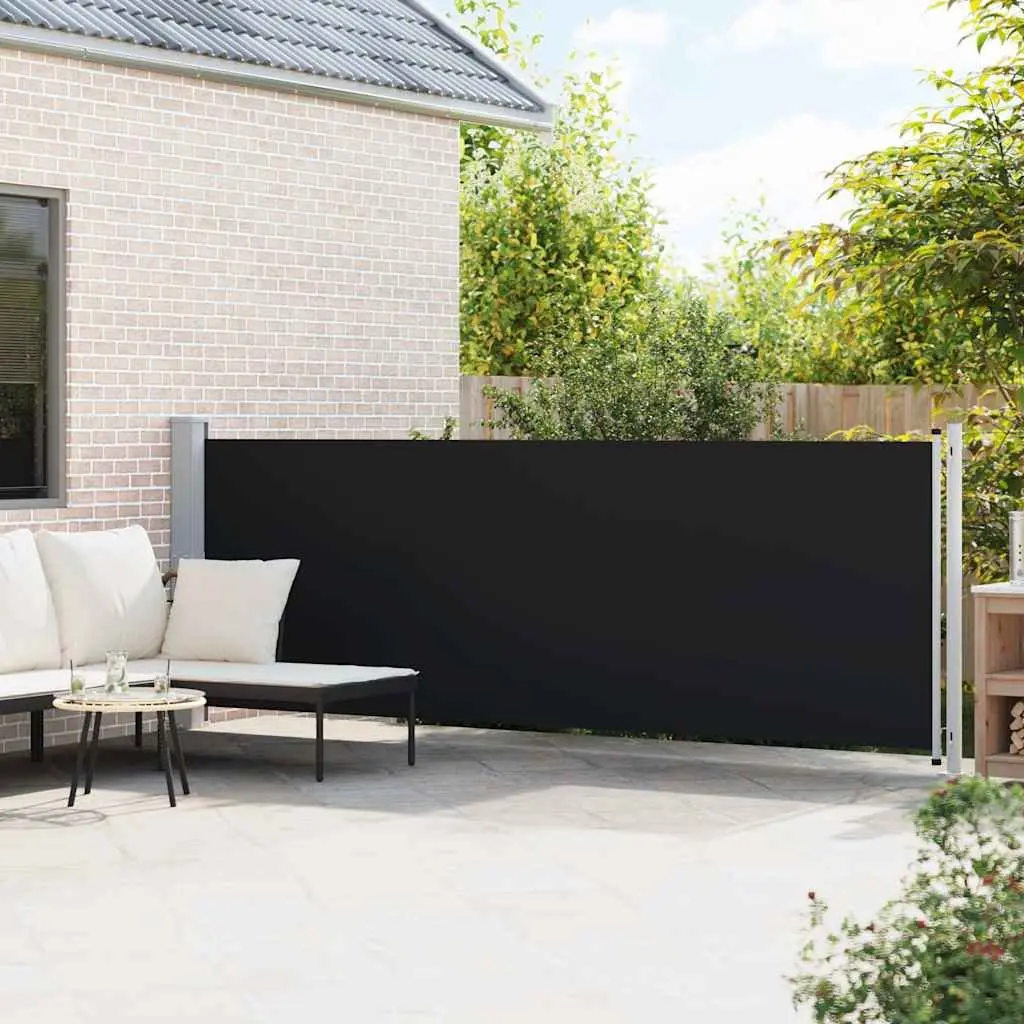 Retractable Side Awning Black 140x600cm UV Resistant Water Resistant Tear Resistant