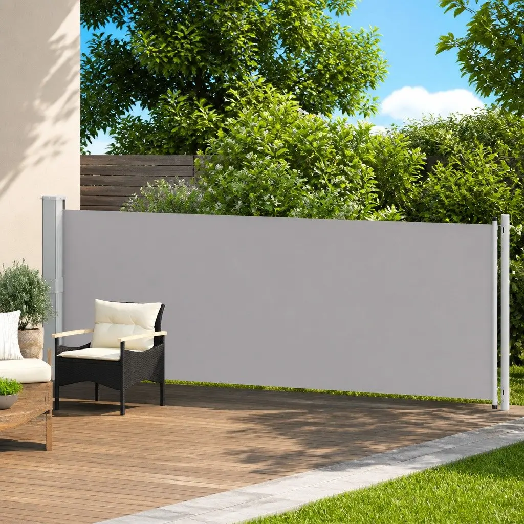 Retractable Side Awning Grey 140x600cm Outdoor Privacy Screen UV Resistant Water Resistant Tear Resistant