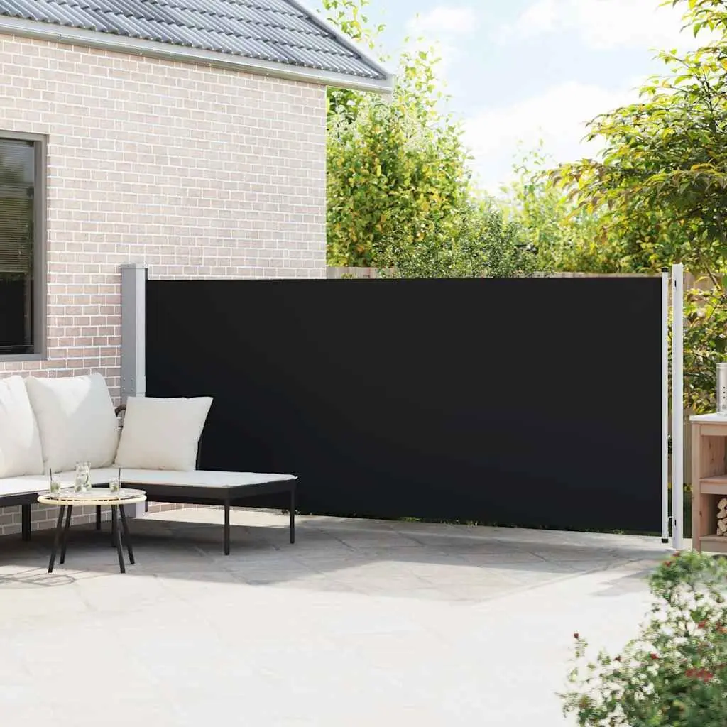 Retractable Side Awning Black 600x160 cm UV Resistant Water Resistant Tear Resistant