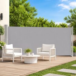 Compact Grey Retractable Side Awning 600x160cm for Outdoors