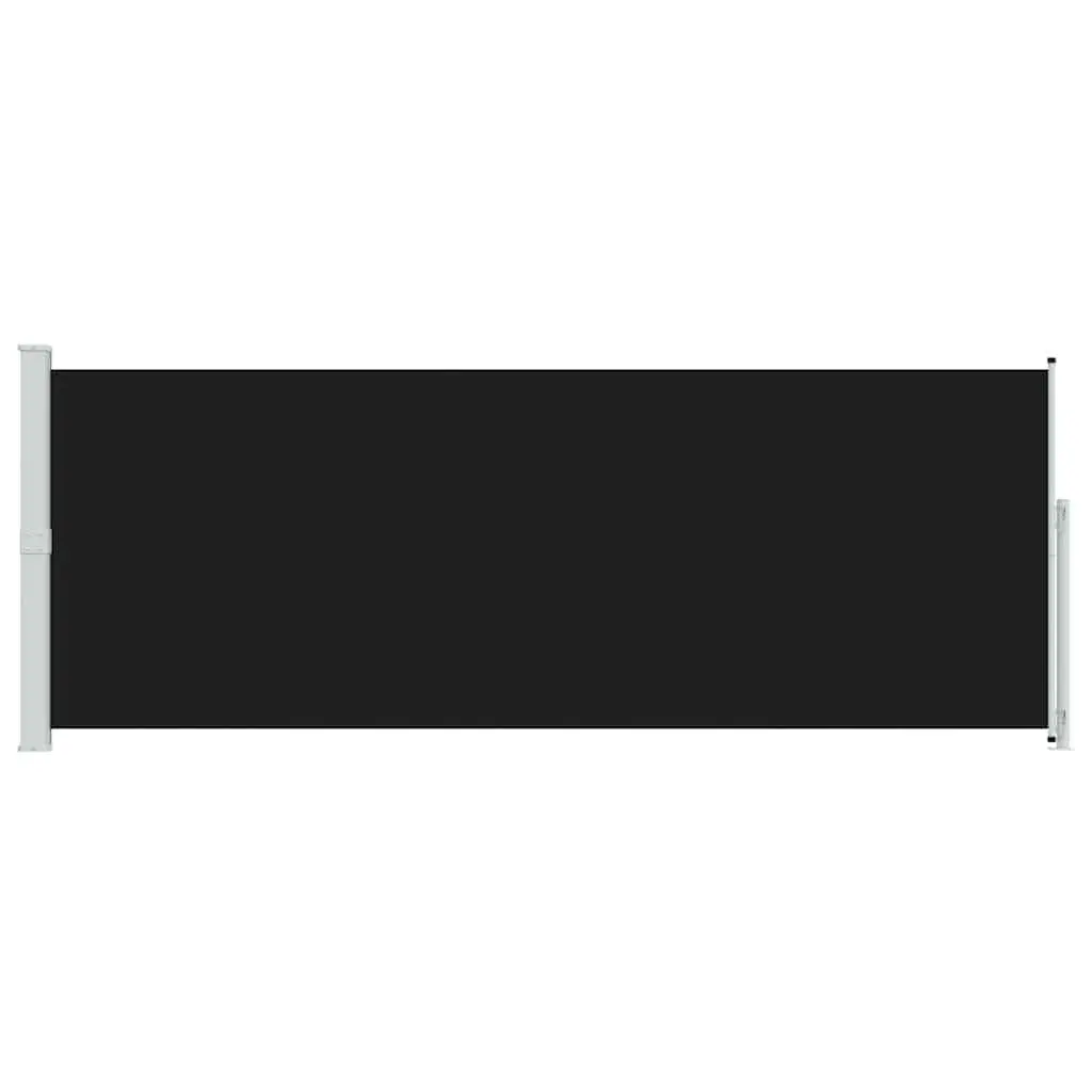 Retractable Side Awning Black 180x500cm Outdoor Privacy Screen with UV Water Tear Resistant Material