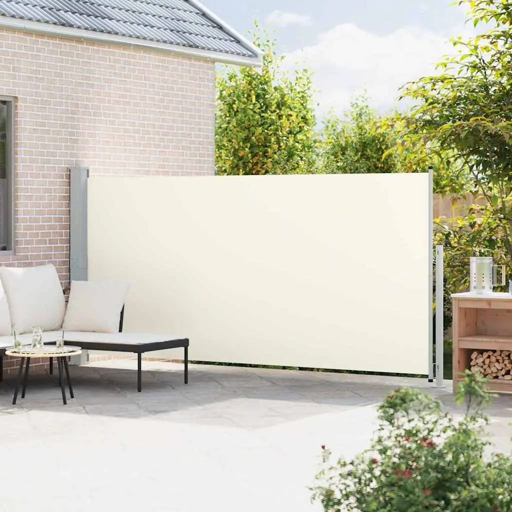 Retractable Side Awning Cream 180x500cm Outdoor Sunshade Privacy Screen