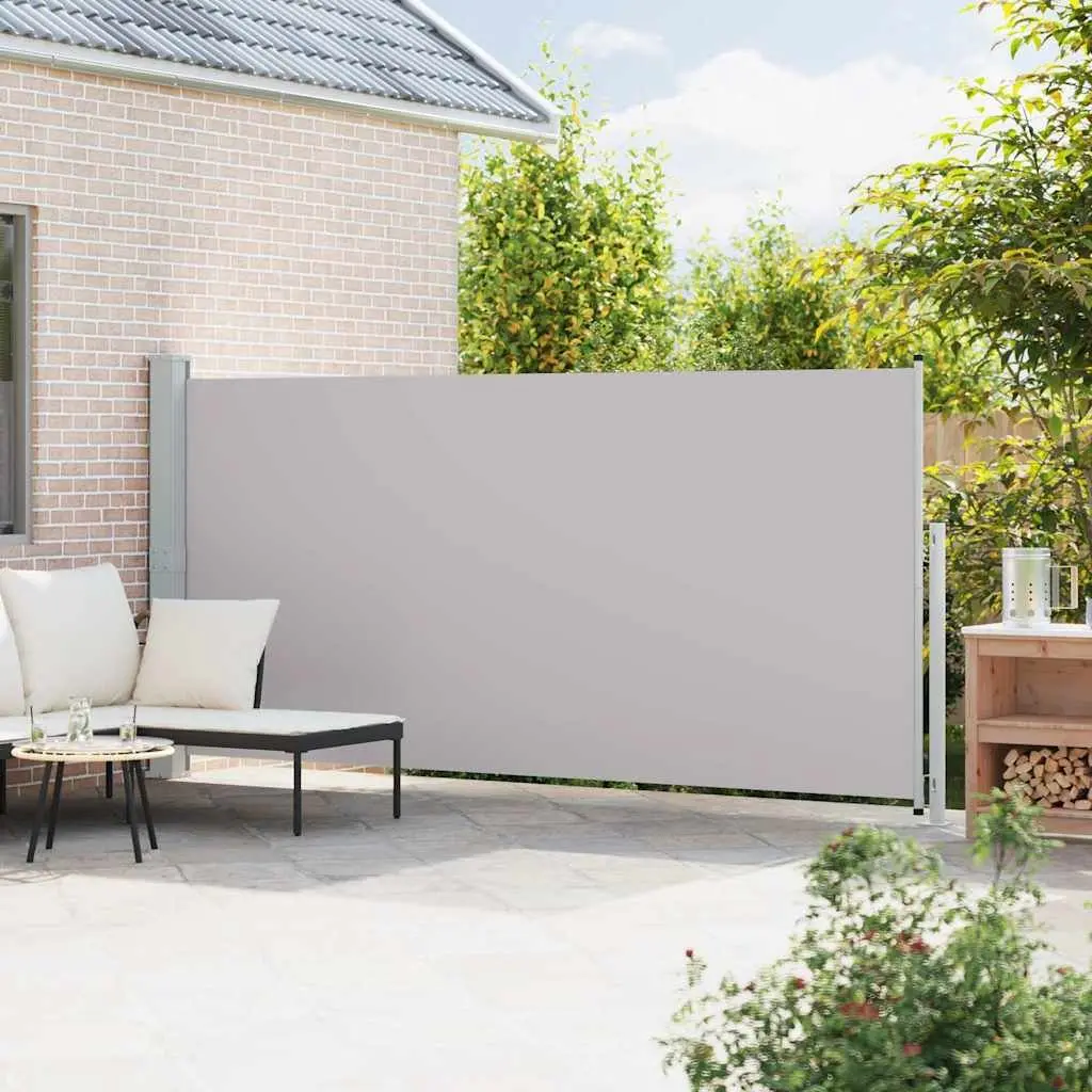 Retractable Side Awning Grey 180x500cm UV Resistant Water Resistant Tear Resistant