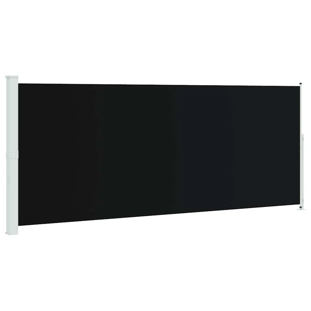 Retractable Side Awning Black 200x500cm UV Resistant Water Resistant Tear Resistant Screen
