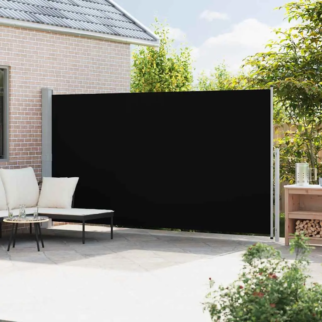 Retractable Side Awning Black 200x500cm UV Resistant Water Resistant Tear Resistant Screen