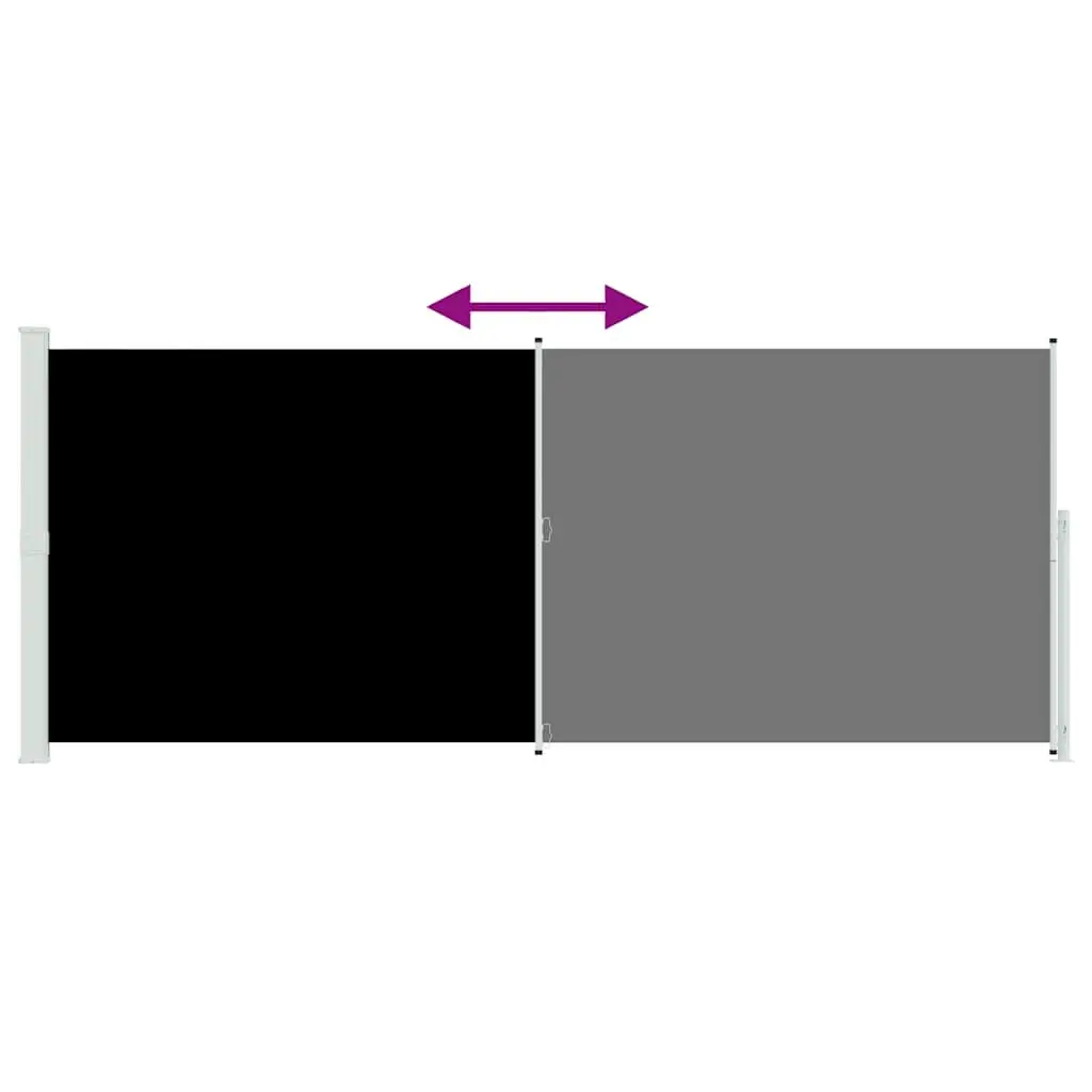 Retractable Side Awning Black 200x500cm UV Resistant Water Resistant Tear Resistant Screen